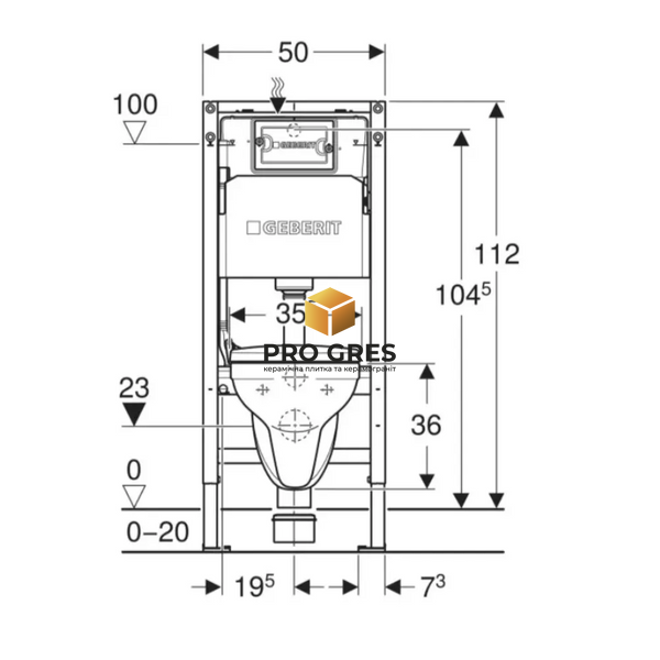 Комплект Geberit Duofix PRO 20 118.315.21.3: інсталяція Geberit Delta з підвісним унітазом Idol із сидінням Duroplast та змивна клавіша Delta01 хром глянець  фото