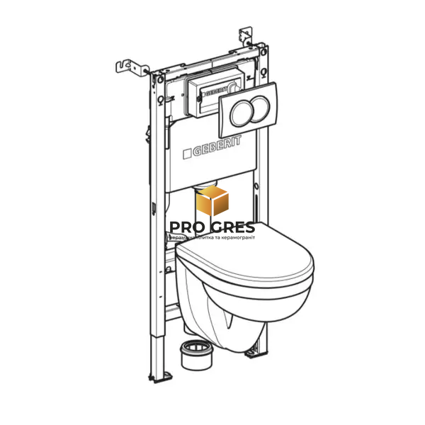 Інсталяція для унітаза Geberit Duofix PRO 20 118.315.11.2 з клавішею Delta01 з підвісним унітазом Idol із сидінням Duroplast  фото