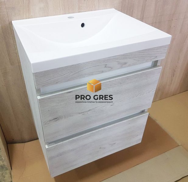 Тумба FANCY MARBLE Borneo 600 під умивальник Lucia, sonoa димчатий, направл Blum Borneo 60S  фото