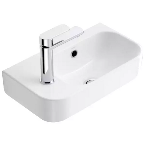 Раковина на стільницю Devit Do It 450250L 450х250 см, 1 отвір під змішувач зліва, білий глянець